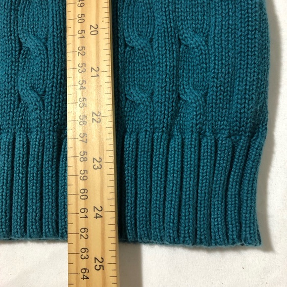 Ralph Lauren sport teal cable knit sweater pink pony womens L vintage preppy - Picture 5 of 9